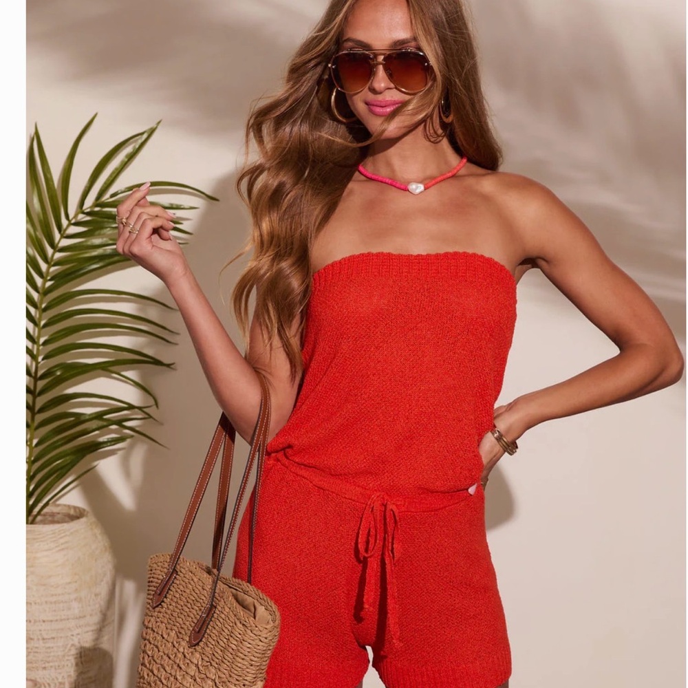 Vici Strapless Scarlet Jumpsuit